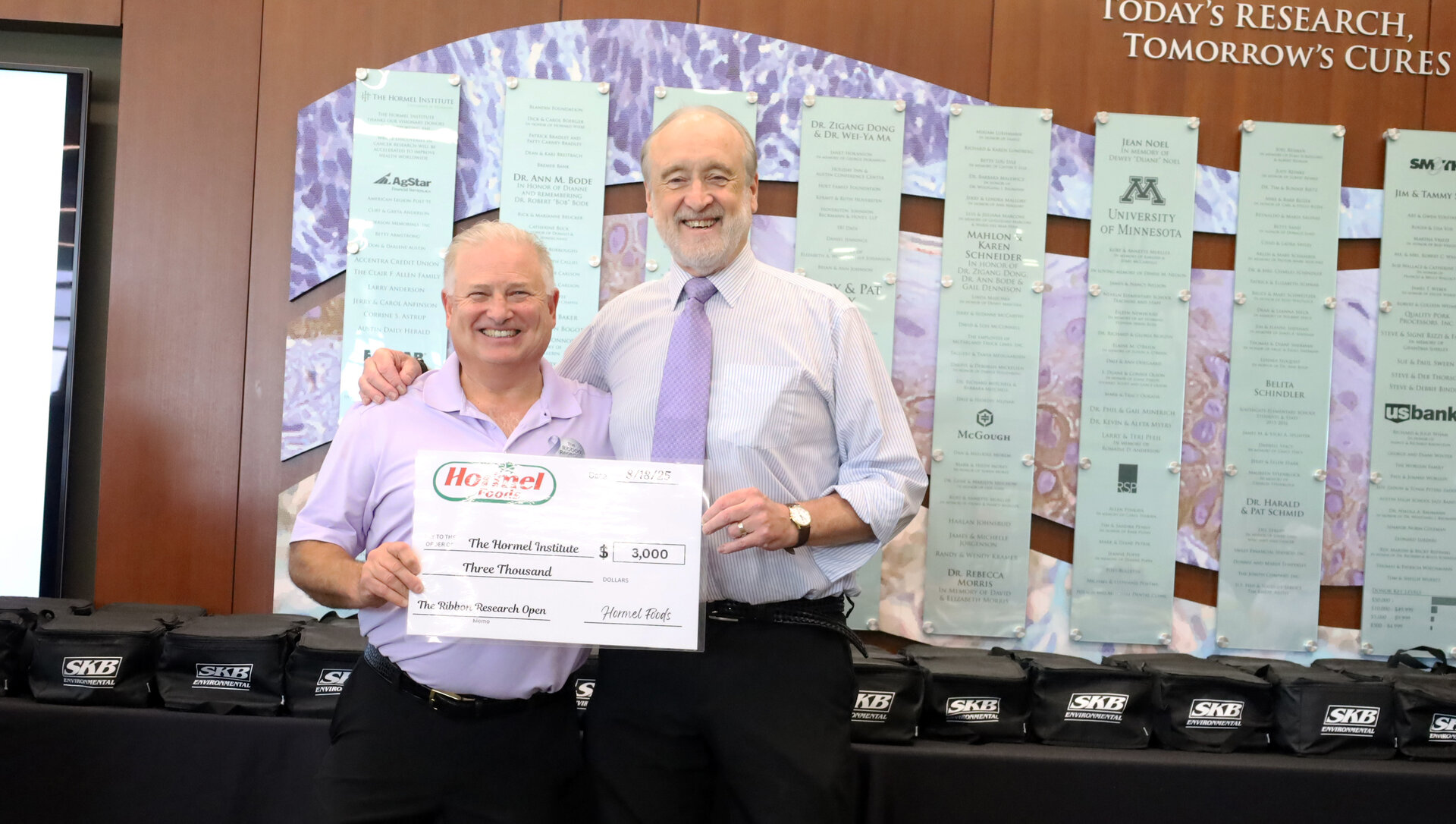 Hormel Foods check presentation at The Ribbon Research Open